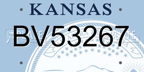 BV53267 Kansas License Plate