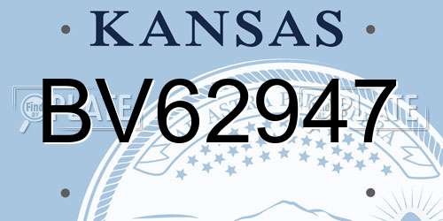 BV62947 Kansas License Plate
