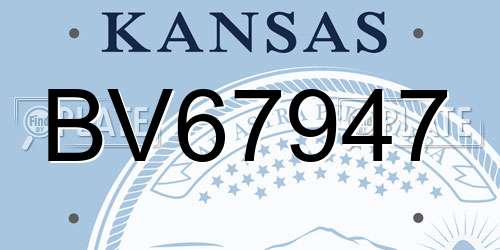 BV67947 Kansas License Plate