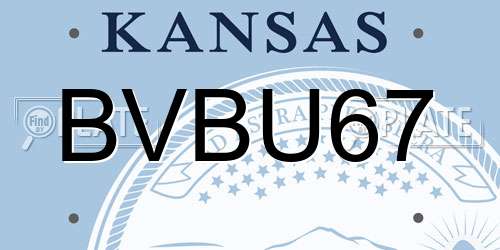 BVBU67 Kansas License Plate