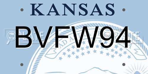 BVFW94 Kansas License Plate
