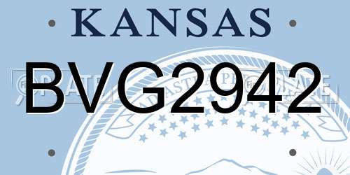 BVG2942 Kansas License Plate