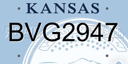 BVG2947 Kansas License Plate