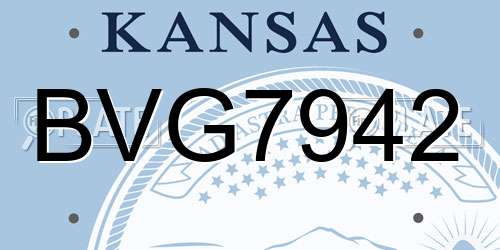 BVG7942 Kansas License Plate