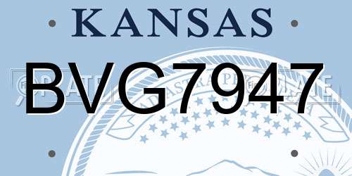 BVG7947 Kansas License Plate