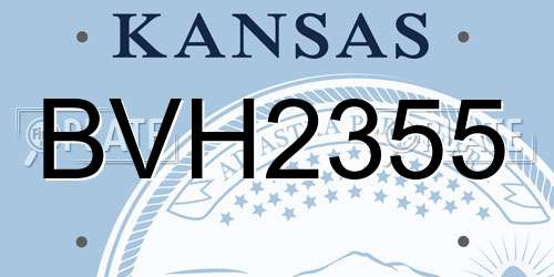 BVH2355 Kansas License Plate