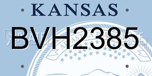 BVH2385 Kansas License Plate