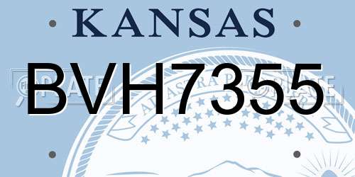 BVH7355 Kansas License Plate