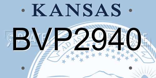 BVP2940 Kansas License Plate