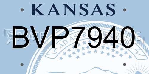 BVP7940 Kansas License Plate