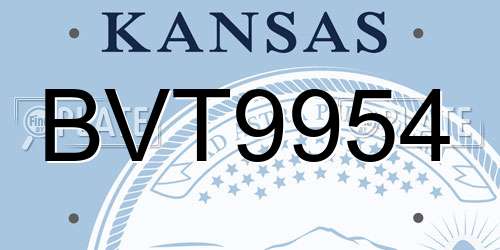 BVT9954 Kansas License Plate