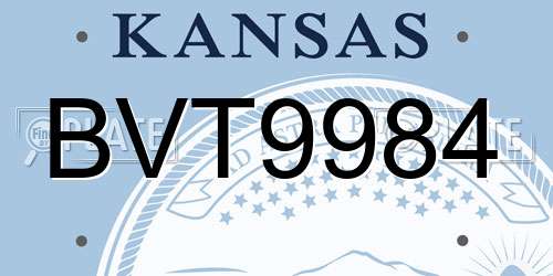 BVT9984 Kansas License Plate