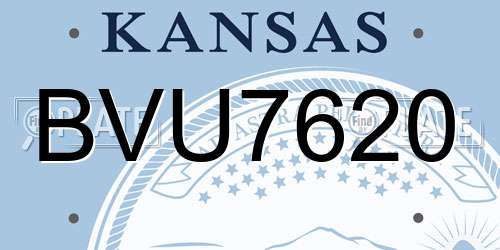 BVU7620 Kansas License Plate