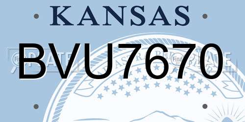 BVU7670 Kansas License Plate