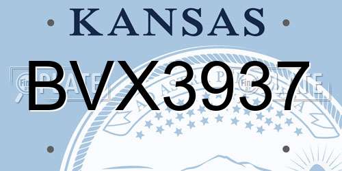 BVX3937 Kansas License Plate