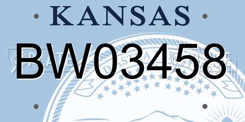 BW03458 Kansas License Plate