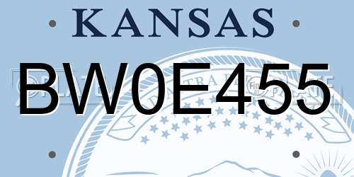 BW0E455 Kansas License Plate