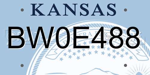 BW0E488 Kansas License Plate