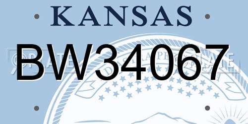 BW34067 Kansas License Plate