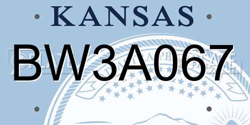 BW3A067 Kansas License Plate