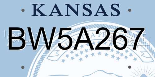 BW5A267 Kansas License Plate