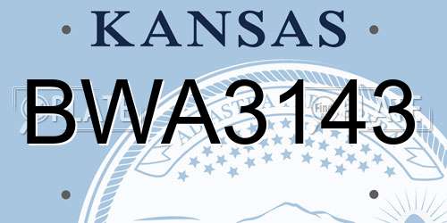BWA3143 Kansas License Plate