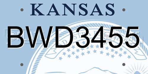 BWD3455 Kansas License Plate
