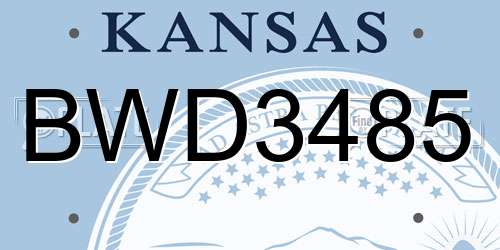 BWD3485 Kansas License Plate