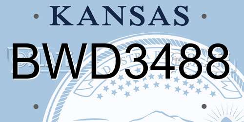 BWD3488 Kansas License Plate