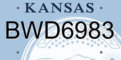 BWD6983 Kansas License Plate