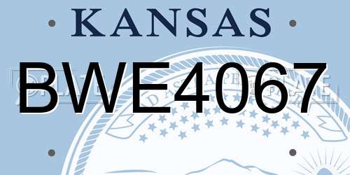 BWE4067 Kansas License Plate