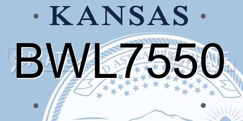 BWL7550 Kansas License Plate
