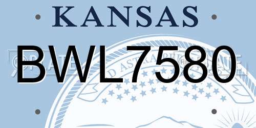 BWL7580 Kansas License Plate