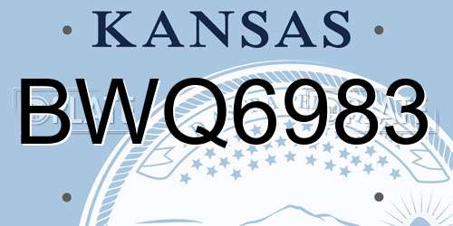 BWQ6983 Kansas License Plate