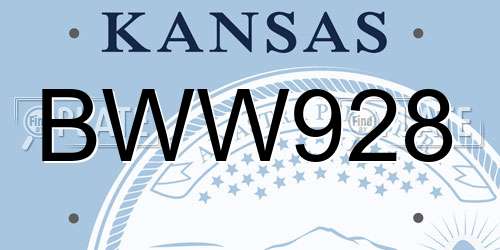BWW928 Kansas License Plate
