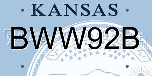 BWW92B Kansas License Plate