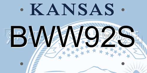 BWW92S Kansas License Plate
