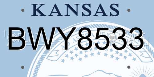 BWY8533 Kansas License Plate
