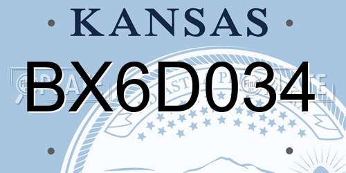 BX6D034 Kansas License Plate