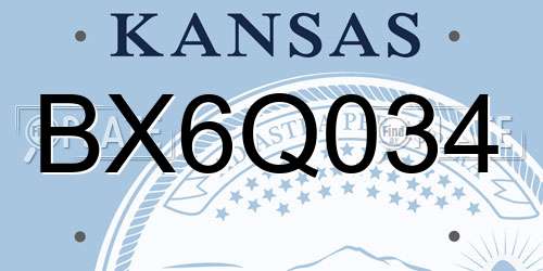 BX6Q034 Kansas License Plate