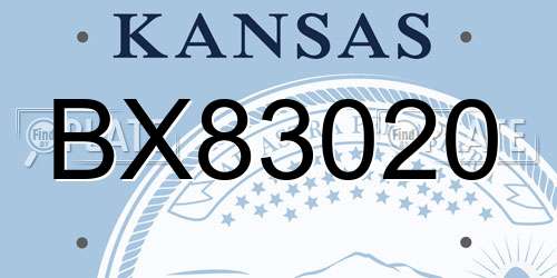 BX83020 Kansas License Plate