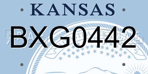 BXG0442 Kansas License Plate