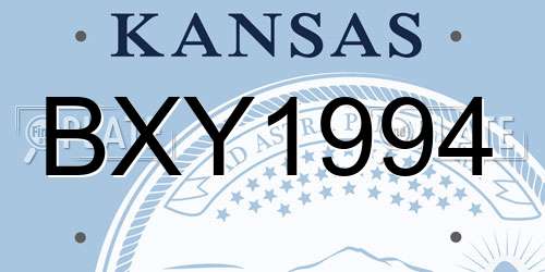 BXY1994 Kansas License Plate