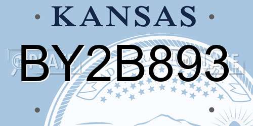 BY2B893 Kansas License Plate