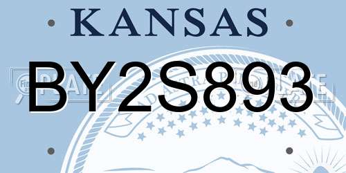 BY2S893 Kansas License Plate