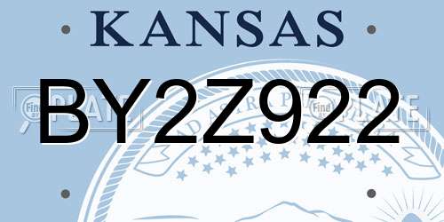 BY2Z922 Kansas License Plate