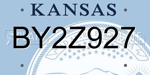 BY2Z927 Kansas License Plate