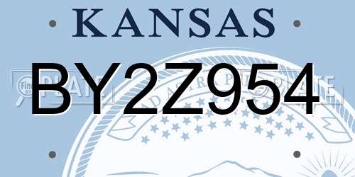 BY2Z954 Kansas License Plate