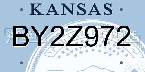 BY2Z972 Kansas License Plate
