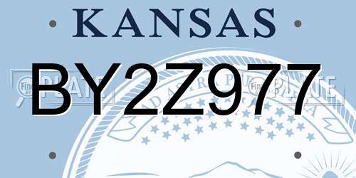 BY2Z977 Kansas License Plate